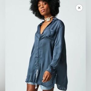 NWOT Free People X CP Shades Marrella Silk Button Down